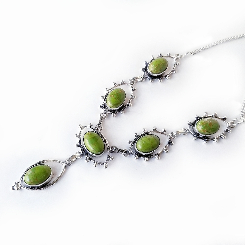 Handcrafted Silver-Plated Statement Necklace With… - image 1